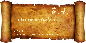 Preininger Abád névjegykártya